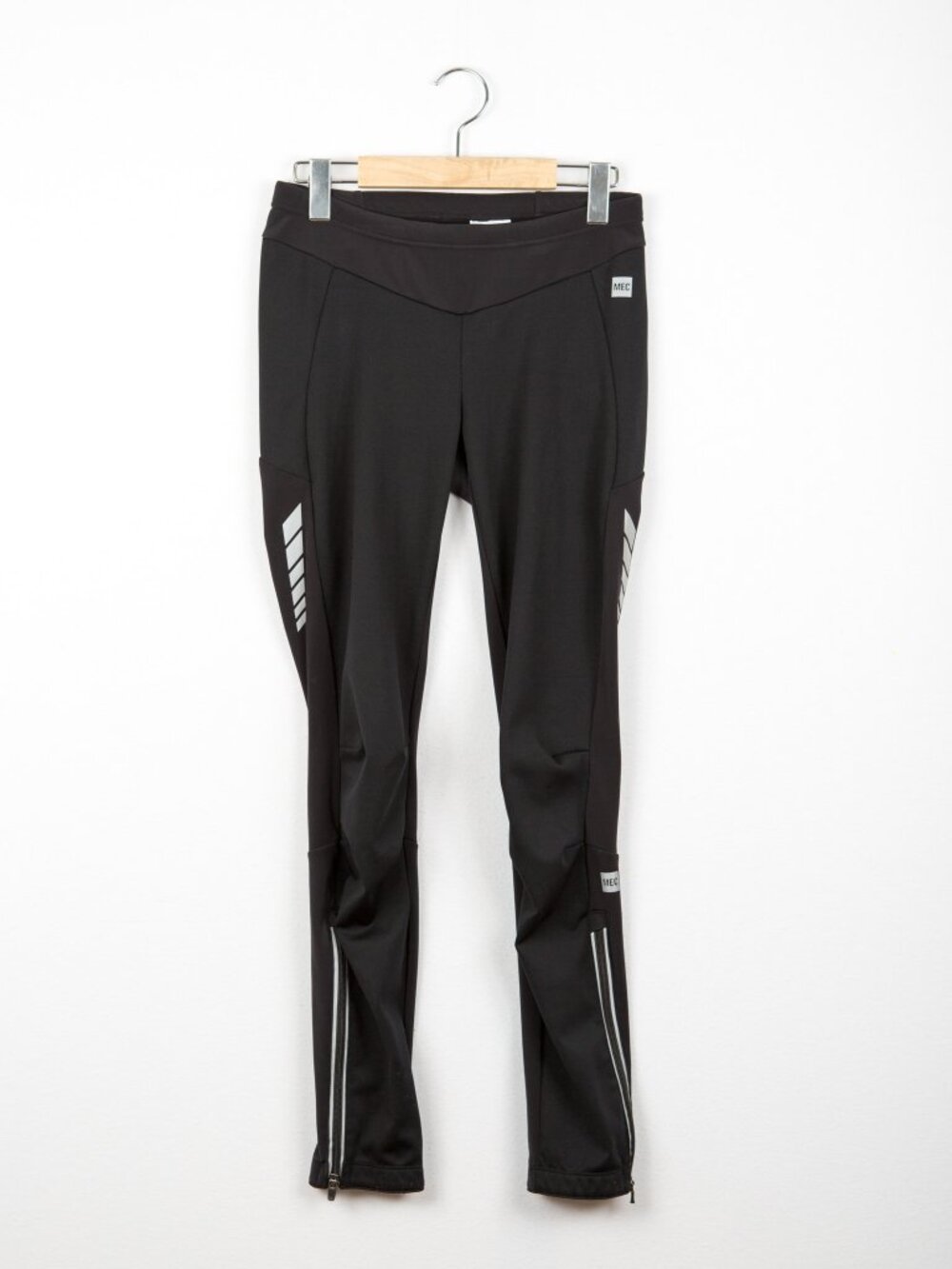 MEC Black XC Ski Winter Running Lined Leggings Articulated Knee Women M